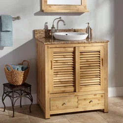 Bathroom vanity cabinet made of wood photo