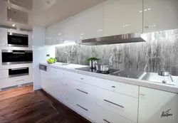 Kitchen design with white marble countertop photo