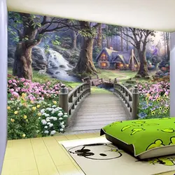 Uşaq yataq otağında divarda 3D foto divar kağızı