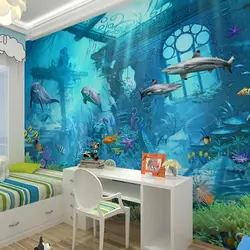 Uşaq yataq otağında divarda 3D foto divar kağızı
