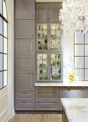Kitchen cabinets, floor-standing, tall photos in the interior
