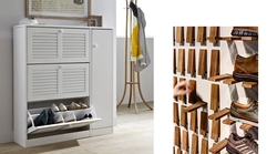 Shoe shelves and hangers in the hallway photo