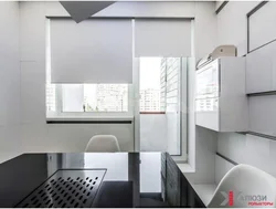 Roller blinds for the kitchen with a balcony window photo