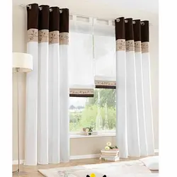 Tulle ва пардаҳо дар хоб бо grommets акс