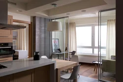 Interior photo of apartments with one room and kitchen