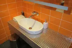 Countertop Under The Sink Made Of Plasterboard In The Bathroom Photo