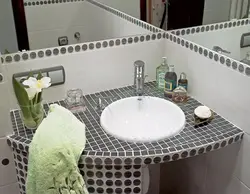 Countertop Under The Sink Made Of Plasterboard In The Bathroom Photo
