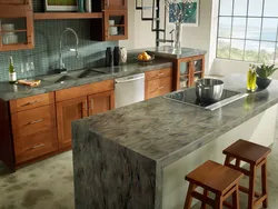 Countertop санги ҳезум назар барои акс ошхона