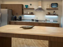 Wood-look stone countertop for kitchen photo