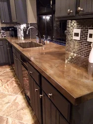 Countertop санги ҳезум назар барои акс ошхона