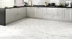 Photo of a kitchen with marbled porcelain stoneware floors