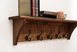 Coat Rack With Shelf In The Hallway Made Of Wood Photo