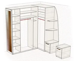 Corner wardrobes in the hallway with photo dimensions