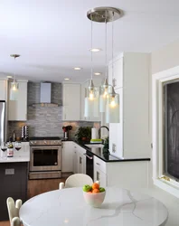 Lamps for suspended ceilings in the kitchen in Khrushchev photo