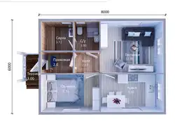 Layout of a one bedroom house 8 by 8 photo