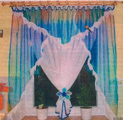 How to sew curtains for the kitchen from leftover tulle photo