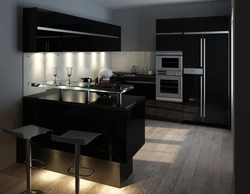 Ошхона Сафед Бо Countertop Сиёҳ Ва Акс Бар Зидди Бар
