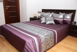 Bedspread for the bedroom photo made from curtain fabric