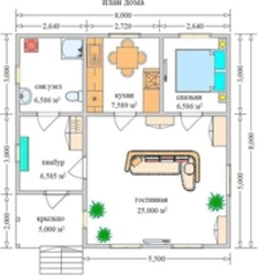 House layout 8 by 8 one-story with one bedroom photo