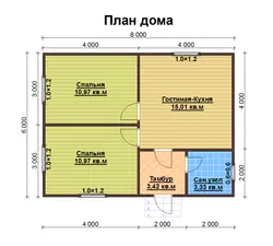Планировка дома 8 на 8 одноэтажный с одной спальней фото