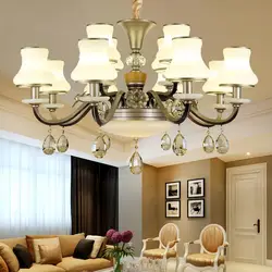 Ceiling chandeliers for a living room 20 sq m classic photo