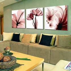 Living room interior triptych