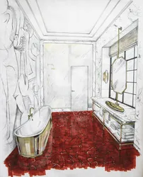 Bathroom interior drawn