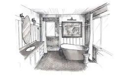 Bathroom interior drawn