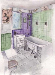 Bathroom interior drawn