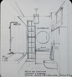 Bathroom interior drawn