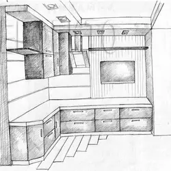 Hand drawn kitchen interior