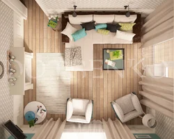 Living room interior from above