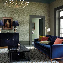 Qonaq otağının interyerində damask
