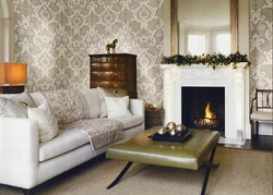 Qonaq otağının interyerində damask