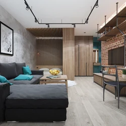 Loft interior bedroom living room