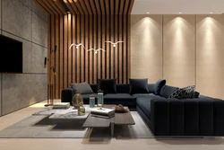 Veneer in the living room interior