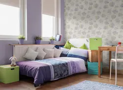 Bedroom interior wallpaper palette