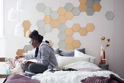Honeycombs in the bedroom interior