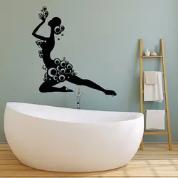 Stickers in the bathroom interior