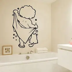 Stickers in the bathroom interior