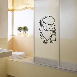 Stickers in the bathroom interior
