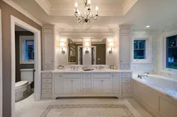 Bathroom interior white cabinet