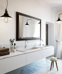Bathroom interior white cabinet