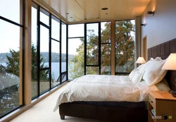 Glass bedroom interior