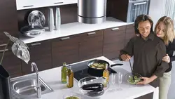 Family in the kitchen interior