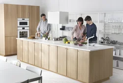 Family in the kitchen interior