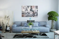 Portraits in the living room interior