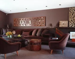 Black and brown living room interior