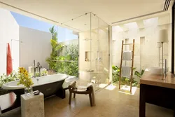 Greenery in the bathroom interior