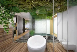 Greenery in the bathroom interior